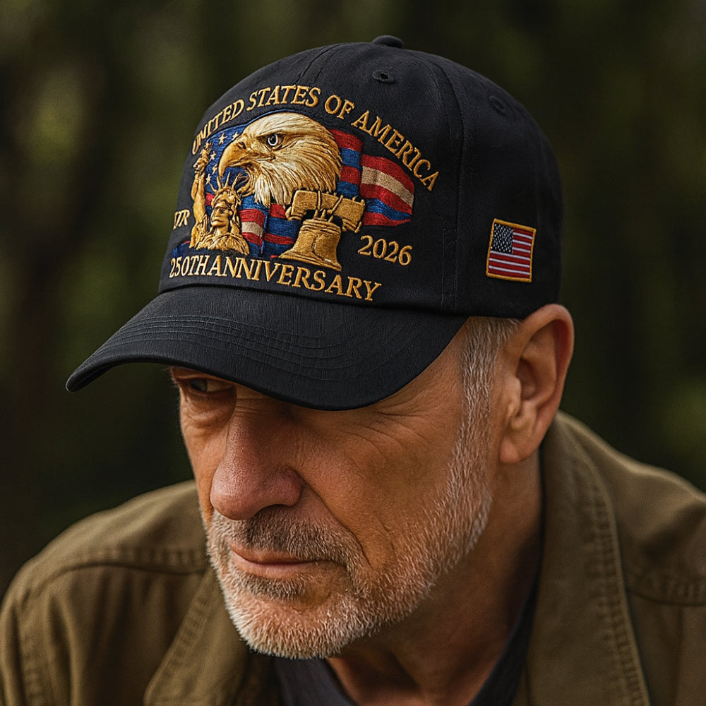 Gorra de béisbol para hombre Águila patriótica Sombrero de veteranos del 250º aniversario