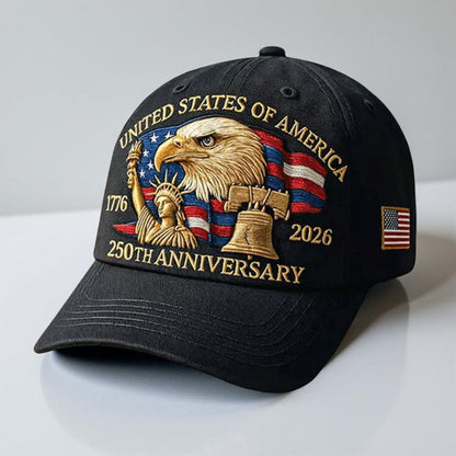 Gorra de béisbol para hombre Águila patriótica Sombrero de veteranos del 250º aniversario