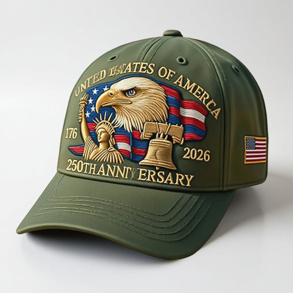 Gorra de béisbol para hombre Águila patriótica Sombrero de veteranos del 250º aniversario
