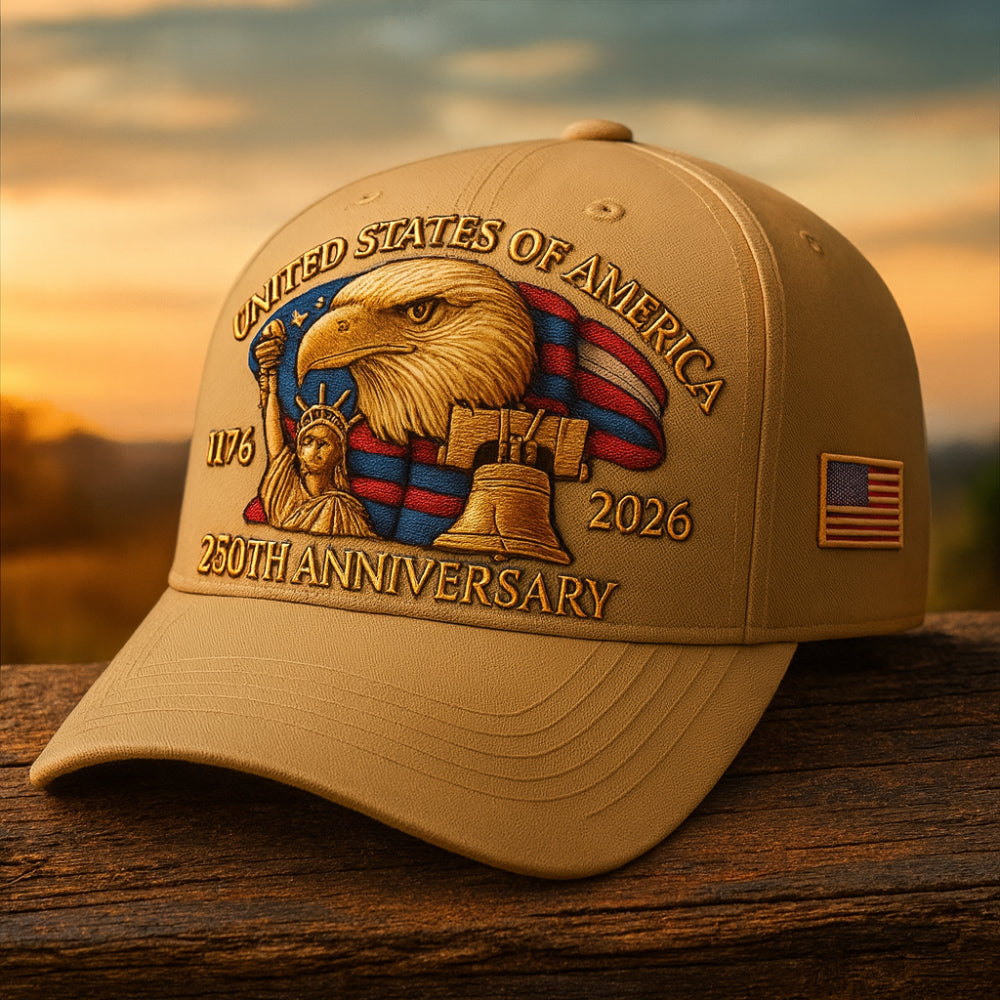 Gorra de béisbol para hombre Águila patriótica Sombrero de veteranos del 250º aniversario