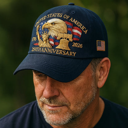 Gorra de béisbol para hombre Águila patriótica Sombrero de veteranos del 250º aniversario