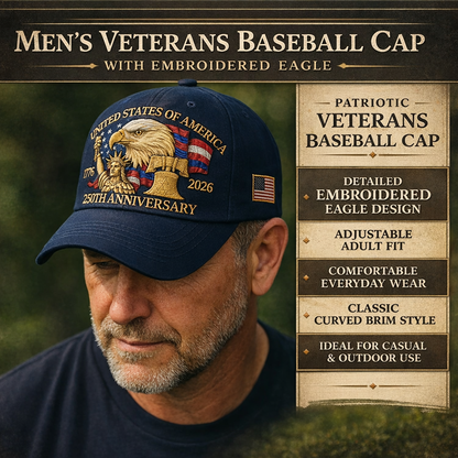 Gorra de béisbol para veteranos de hombre con bordado de águila