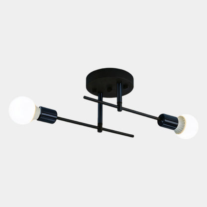 Lámpara de techo moderna de 2 luces | Lámpara de techo empotrada negra y dorada