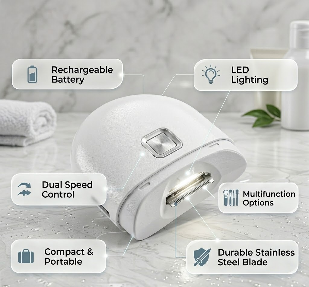 Cortaúñas Eléctrico Recargable  Luz LED