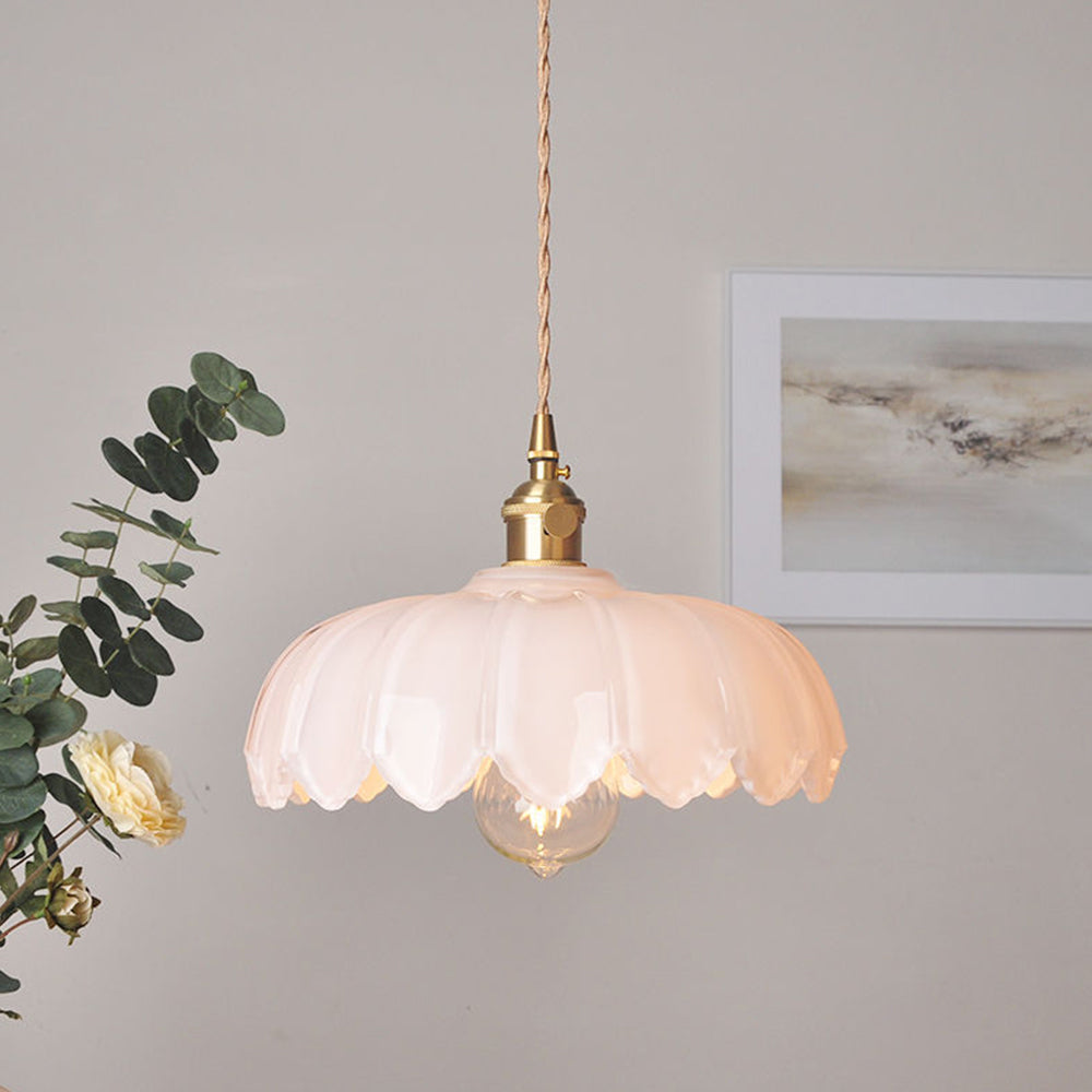 Lámpara Colgante Vintage con Flor | Luz Colgante de Vidrio de Colores
