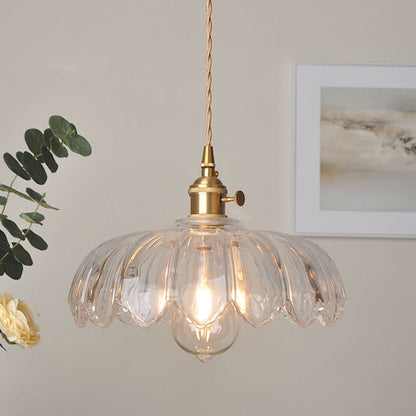 Lámpara Colgante Vintage con Flor | Luz Colgante de Vidrio de Colores