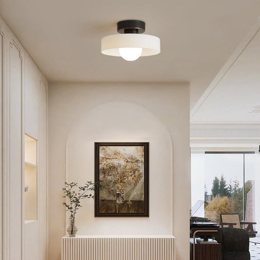 Lámpara de techo Bauhaus francesa | Luz minimalista de latón y vidrio