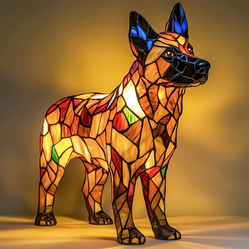 Lámpara de mesa figura decorativa de perro de resina luz de acento