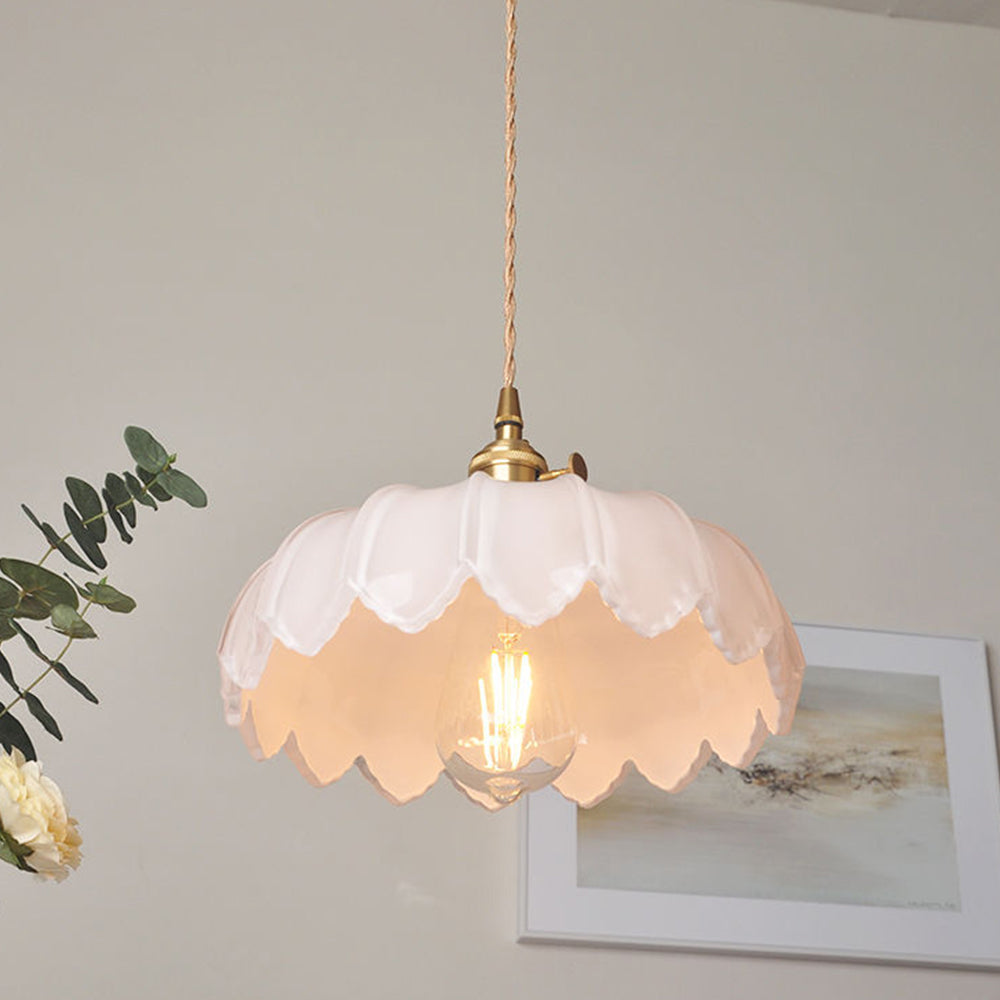 Lámpara Colgante Vintage con Flor | Luz Colgante de Vidrio de Colores