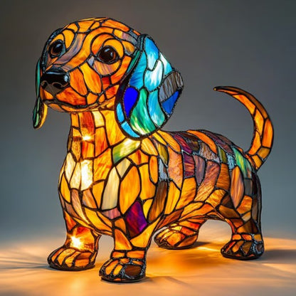 Lámpara de mesa figura decorativa de perro de resina luz de acento