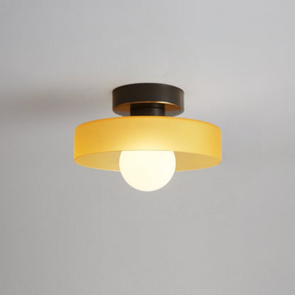 Lámpara de techo Bauhaus francesa | Luz minimalista de latón y vidrio