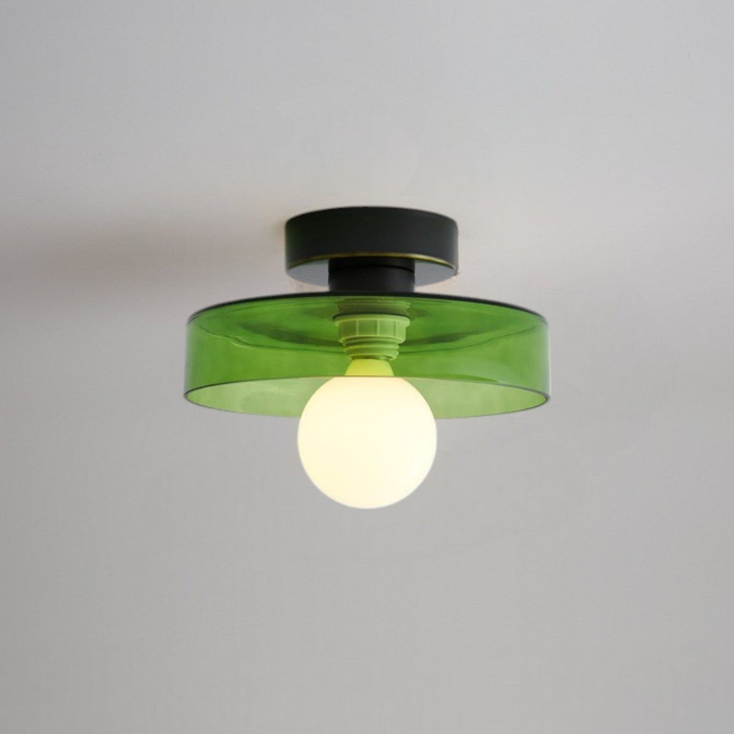 Lámpara de techo Bauhaus francesa | Luz minimalista de latón y vidrio