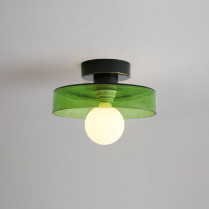 Lámpara de techo Bauhaus francesa | Luz minimalista de latón y vidrio