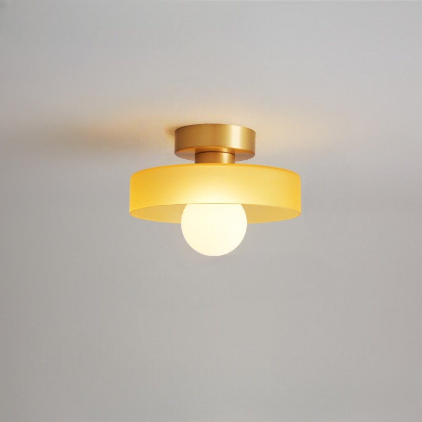 Lámpara de techo Bauhaus francesa | Luz minimalista de latón y vidrio