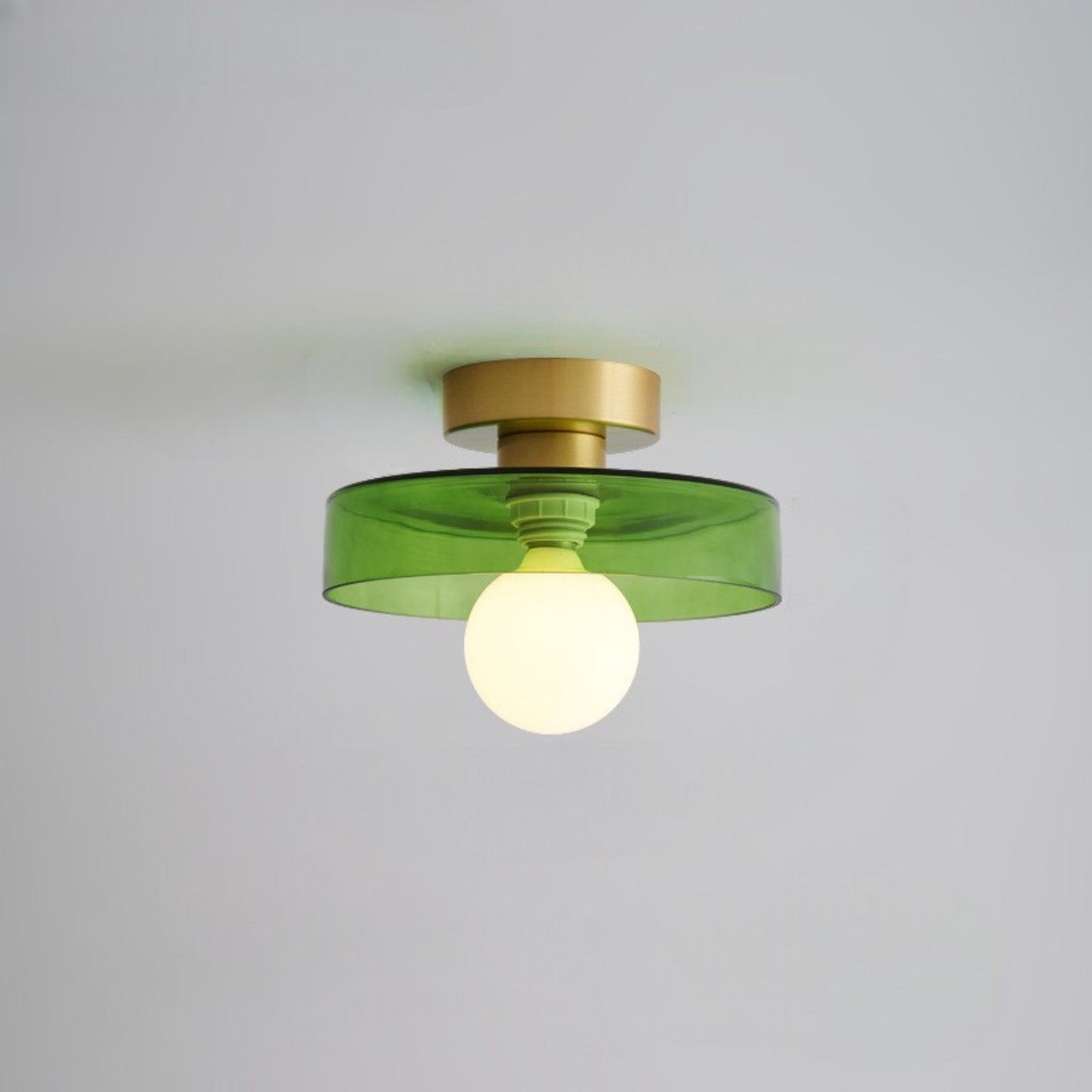 Lámpara de techo Bauhaus francesa | Luz minimalista de latón y vidrio