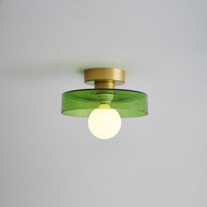 Lámpara de techo Bauhaus francesa | Luz minimalista de latón y vidrio