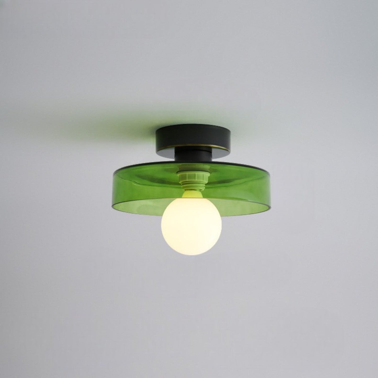 Lámpara de techo Bauhaus francesa | Luz minimalista de latón y vidrio