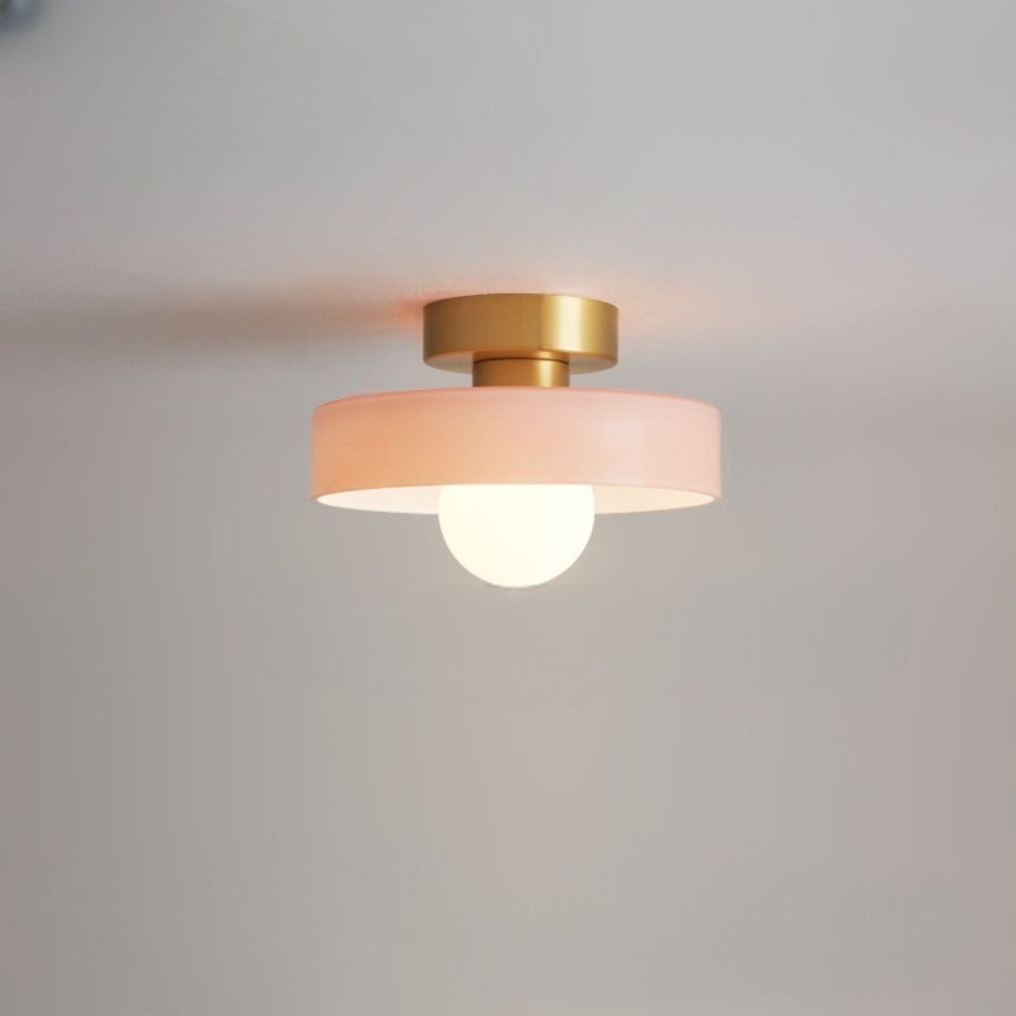 Lámpara de techo Bauhaus francesa | Luz minimalista de latón y vidrio
