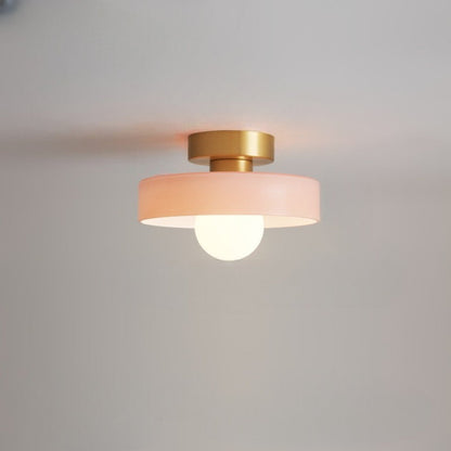 Lámpara de techo Bauhaus francesa | Luz minimalista de latón y vidrio