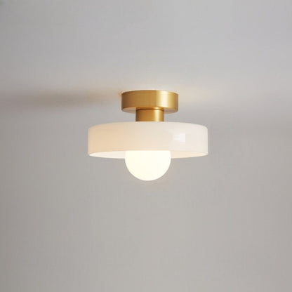 Lámpara de techo Bauhaus francesa | Luz minimalista de latón y vidrio