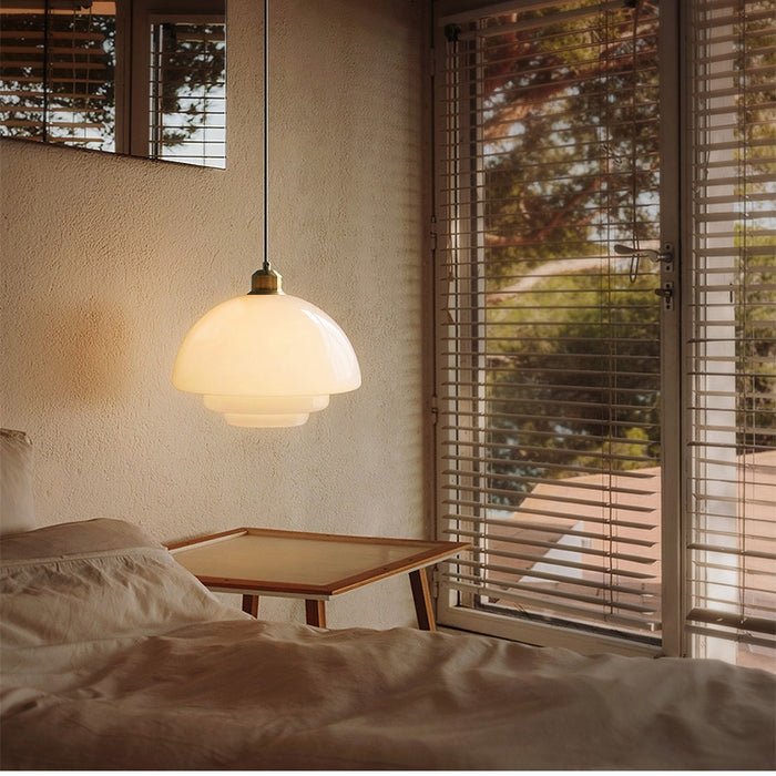Lámpara colgante de vidrio blanco | Elegancia moderna de mediados de siglo