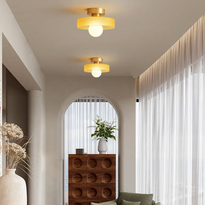 Lámpara de techo Bauhaus francesa | Luz minimalista de latón y vidrio