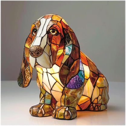 Lámpara de mesa figura decorativa de perro de resina luz de acento