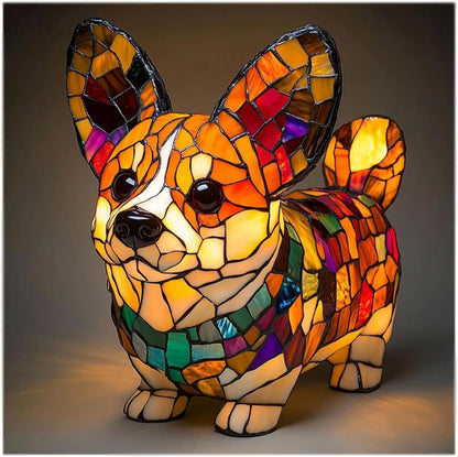 Lámpara de mesa figura decorativa de perro de resina luz de acento