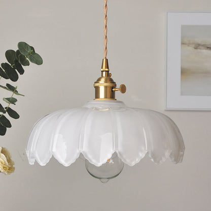 Lámpara Colgante Vintage con Flor | Luz Colgante de Vidrio de Colores