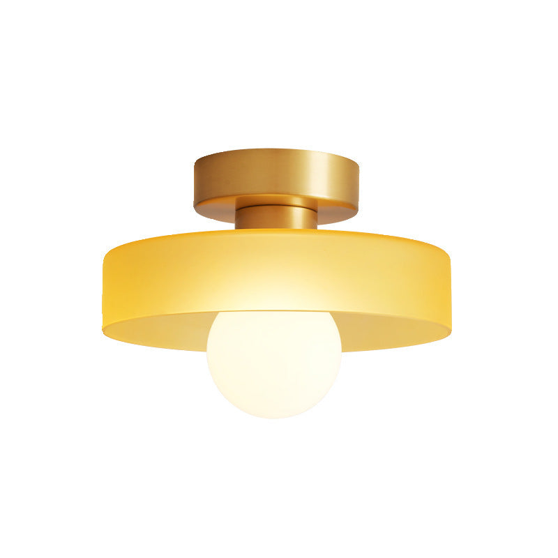 Lámpara de techo Bauhaus francesa | Luz minimalista de latón y vidrio