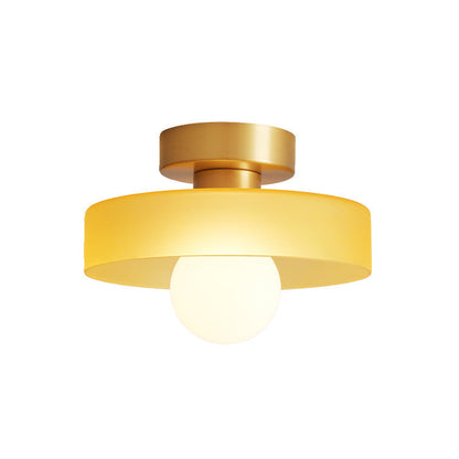 Lámpara de techo Bauhaus francesa | Luz minimalista de latón y vidrio