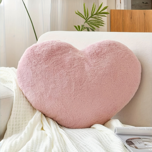 Cojín decorativo de sofá de felpa en forma de corazón