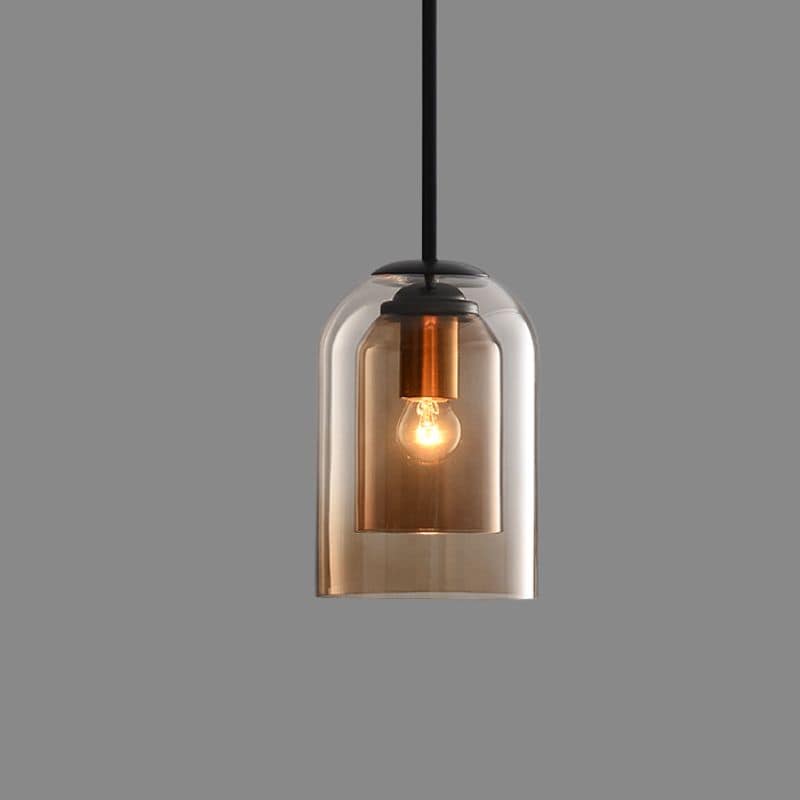 Lámpara Colgante Mica de Estilo Mid-Century | Doble Pantalla de Vidrio