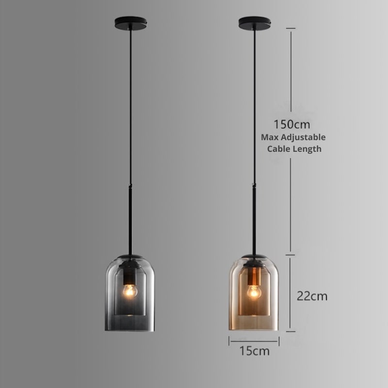 Lámpara Colgante Mica de Estilo Mid-Century | Doble Pantalla de Vidrio