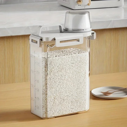 Contenedor Hermético para Almacenamiento de Granos | Dispensador de Arroz, Cereal y Harina de 2.5L con Taza Medidora