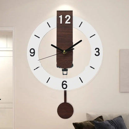 Reloj de Pared Minimalista con Péndulo | Diseño Moderno en Acrílico y Madera