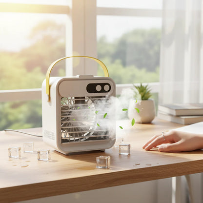 Aire acondicionado portátil con humidificador de niebla y ventilador refrescante mini