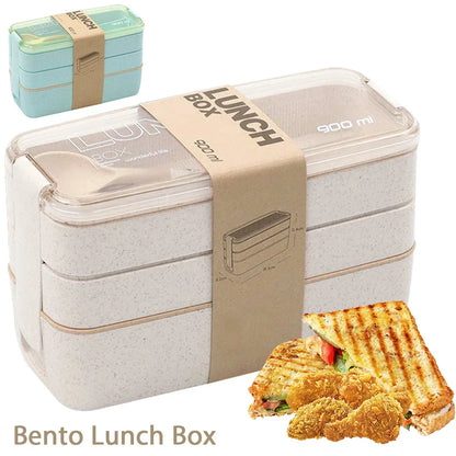 EcoStack | Lonchera Bento de 3 Niveles | Paja de Trigo 900 ml