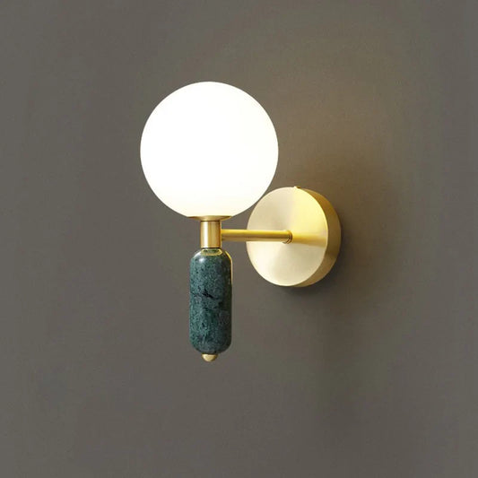 Lámpara de Pared de Mármol y Vidrio | Aplique Moderno con Acabado Dorado