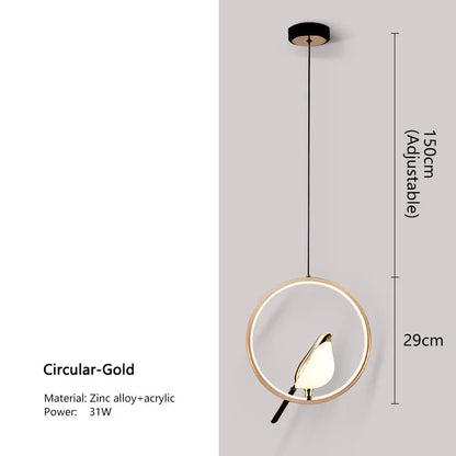 Lámpara Colgante Urraca | Diseño Nórdico de Pájaro LED