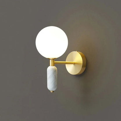 Lámpara de Pared de Mármol y Vidrio | Aplique Moderno con Acabado Dorado