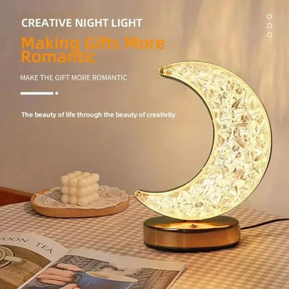 Stellora | Lámpara nocturna LED de cristal 3D | Lámpara recargable con atenuación táctil