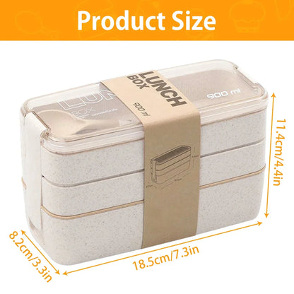 EcoStack | Lonchera Bento de 3 Niveles | Paja de Trigo 900 ml