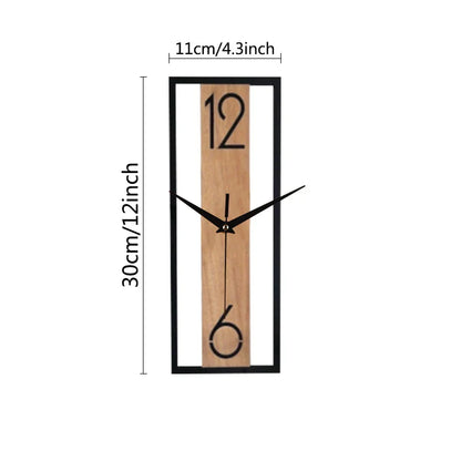 Reloj de Pared Rectangular Moderno | Diseño Delgado con Marco de Vetado de Madera