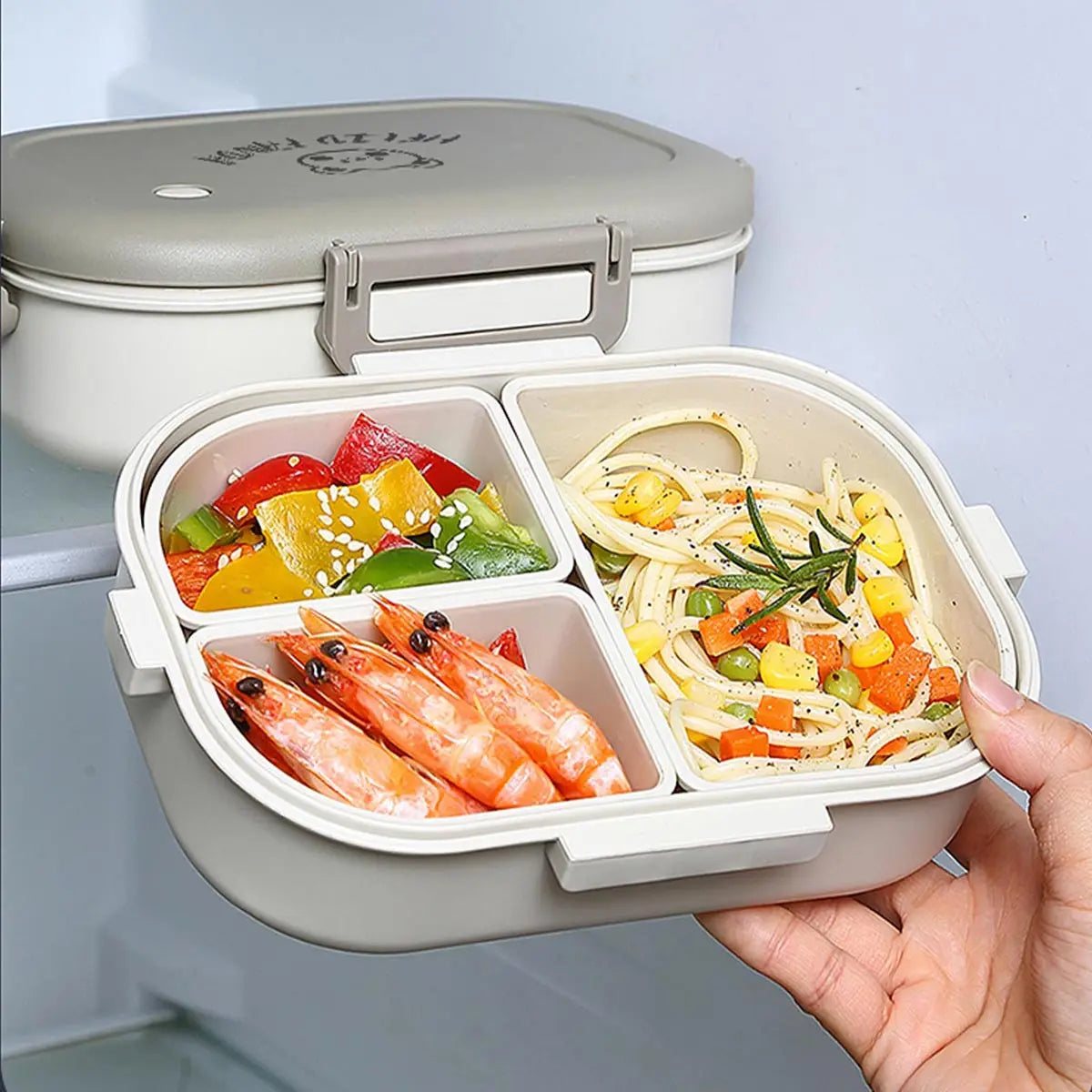FreshMate | Caja de Almuerzo Bento Portátil | A prueba de fugas con 3 Compartimentos