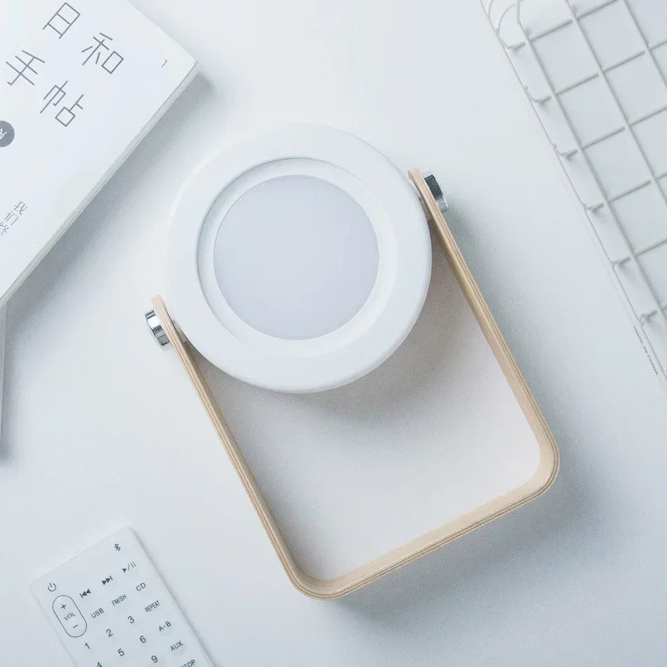 Linterna portátil con mango de madera creativa | Lámpara de mesa plegable recargable