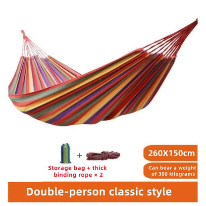 Hamaca de Lona | Cama Colgante Doble a Rayas – Hamaca para Acampar Interior y Exterior