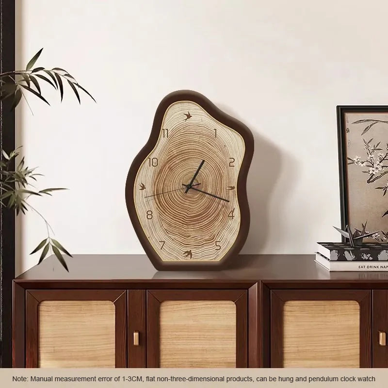 Reloj de Anillos Anuales Rústico | Diseño Inspirado en Madera Natural
