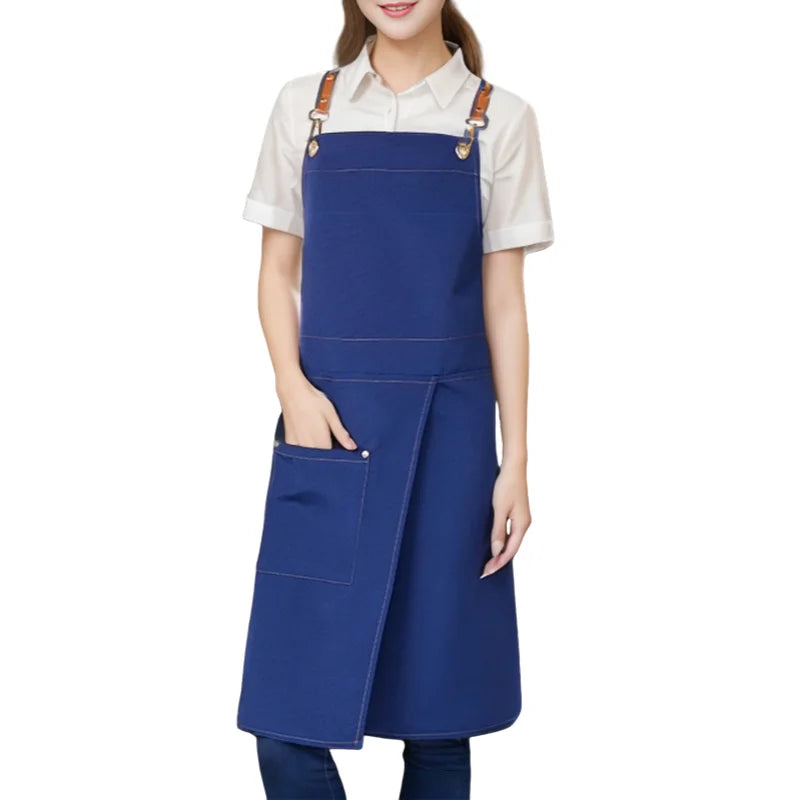 WorkEase | Delantal impermeable de lona | Diseño de falda dividida con bolsillos