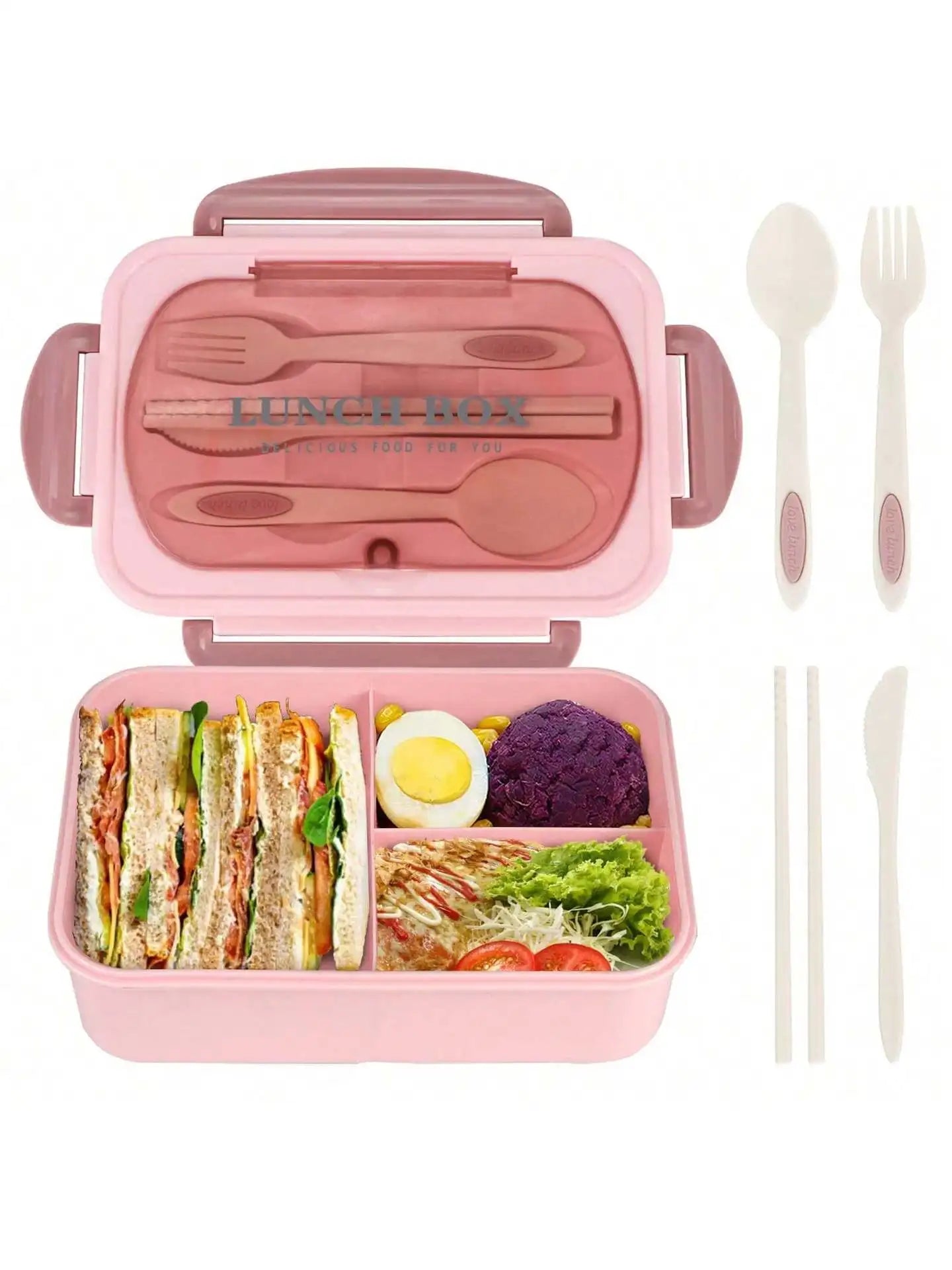MealMate | Caja Bento para Almuerzo con Utensilios | 4 Compartimentos y Diseño Antiderrames